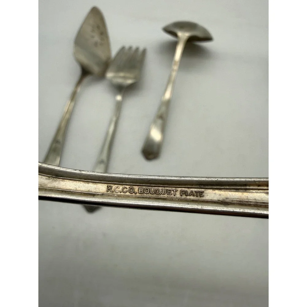 Vintage RC Co Bouquet Silver Plate Serving Set 5pc Pie Server Ladle Meat Fork